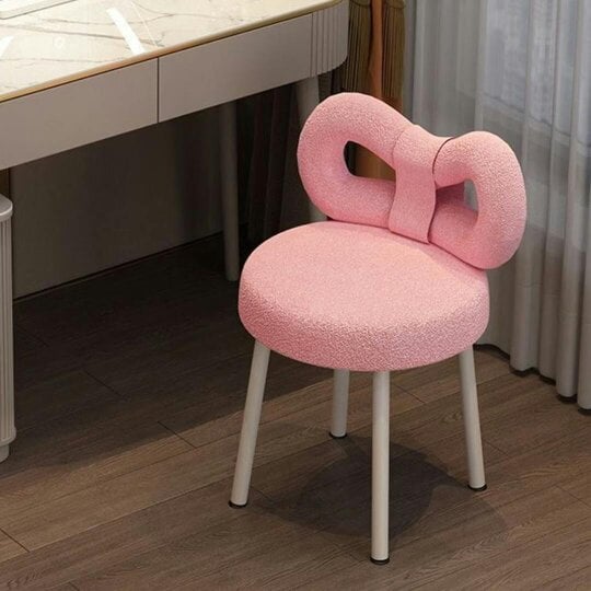 Havendro Butterfly Back Vanity Chair Makeup Computer Chair Lamb Fleece Fabric