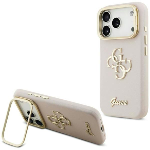 Guess Grained Big 4G Stand Camera Case for iPhone 17 Pro 6.3" Pink - GUHCP17LPCS4GSP