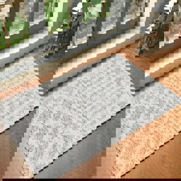 Livabliss Urban Shag-Geometric White Grey Soft Plush Pile Rug