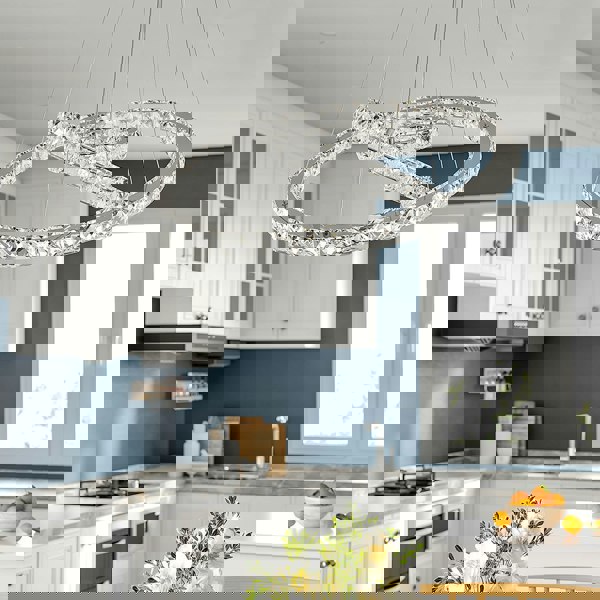 Pendant White LED Crystal Chandelier 2/3 Ring Design Ceiling Light Lighting Lamp-Non-Dimmable Pendants Living and Home