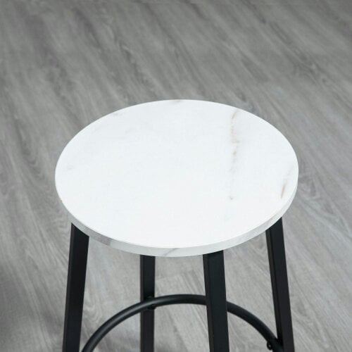 Wyld Haus Telano Marble Effect White And Black 3 Piece Bar Table And Stool Set