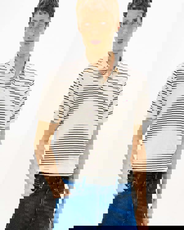 Tommy Hilfiger 1985 Regular Fit Mens Polo - Ivory Petal/Black