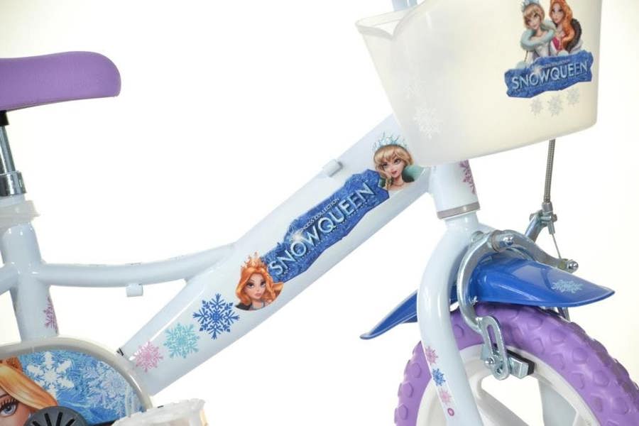 Dino Bikes Dino Snow Queen Kids 12" Wheel Bike - White/Blue