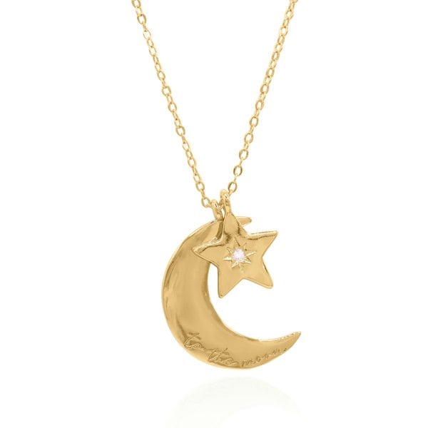 Luna Charles Cherish To The Moon & Back Necklace - 18k Gold Plated