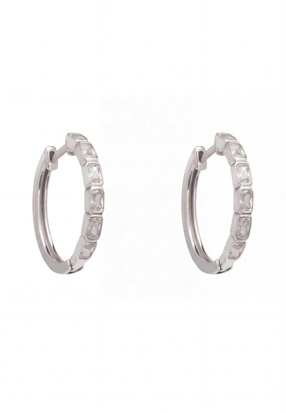 Latelita Classic Baguette Hoop Earrings Silver