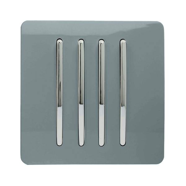 Trendi Switch 4 Gang 1 or 2 way Rocker Light Switch in Cool Grey
