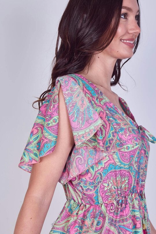 Elaina Fashion Mini Dress – Effortless Boho Style with Paisley Print