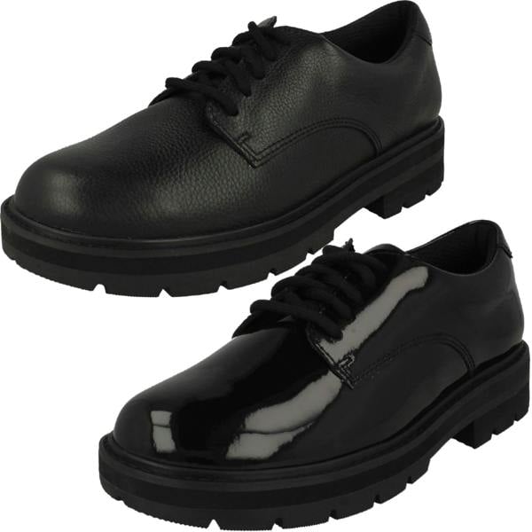 Clarks Girls Clarks Chunky Lace Up School Shoes Prague Lace