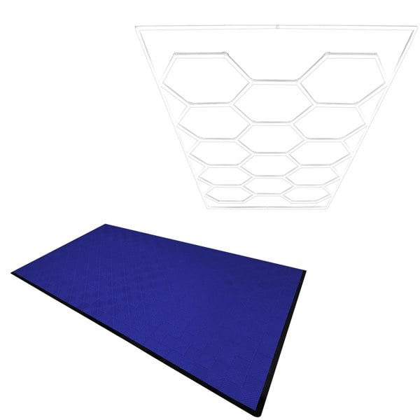 Monstershop Hexagon LED Light & Vented Garage Floor Tiles x 120 With Edges - Blue