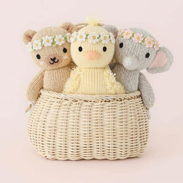 cuddle+kind - Baby Animal Collection - Honey Bear - Floral Crown - Ivory