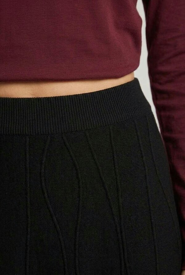 Izabel London Textured High Waist A-Line Midi Skirt