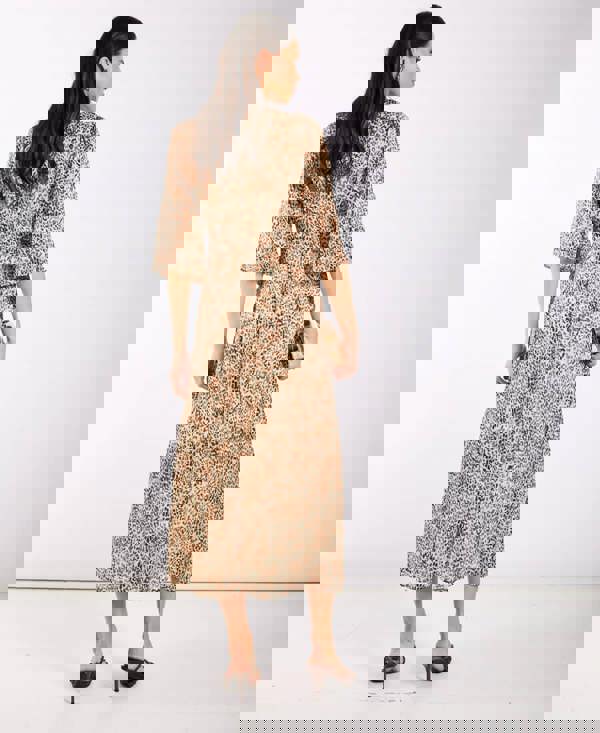 Leopard Printed Shimmer Midi Dress back