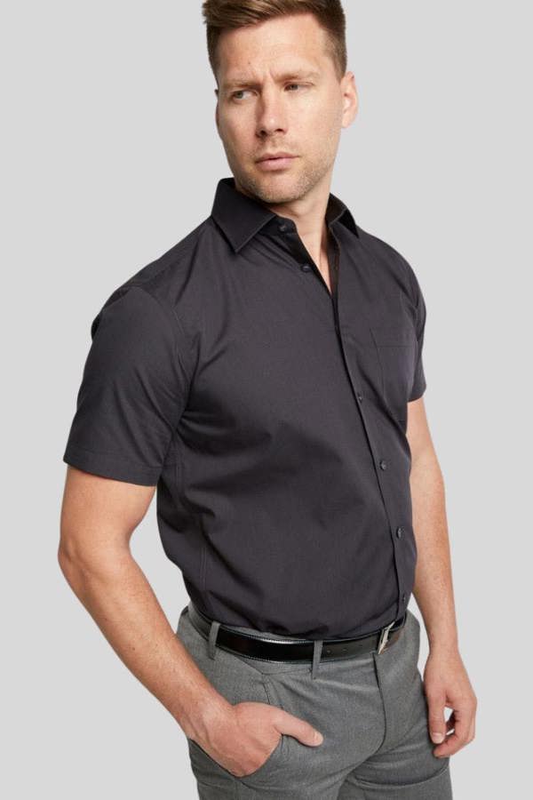 Black Classic Easy Care Short Sleeve Shirt
