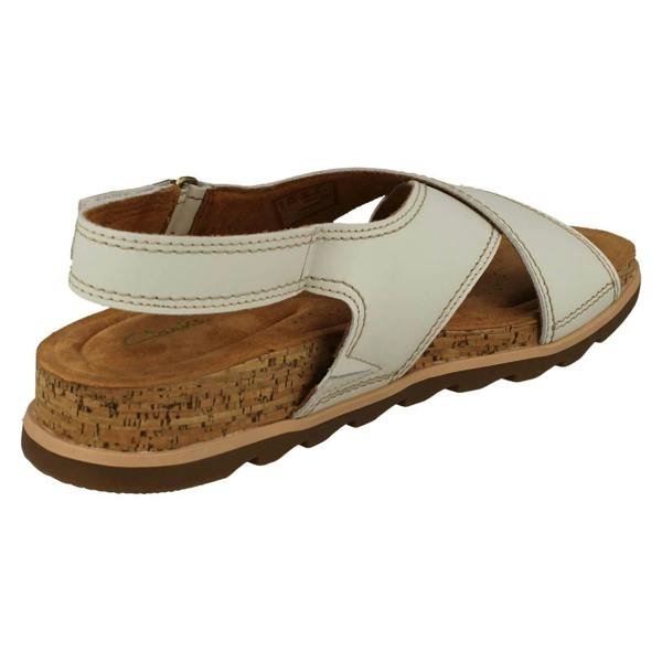 Clarks Ladies Clarks Cross Detailed Slingback Wedge Sandals Yacht Cross
