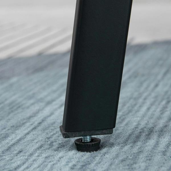 Adjustable foot base on black bar stool leg with mounting hardware