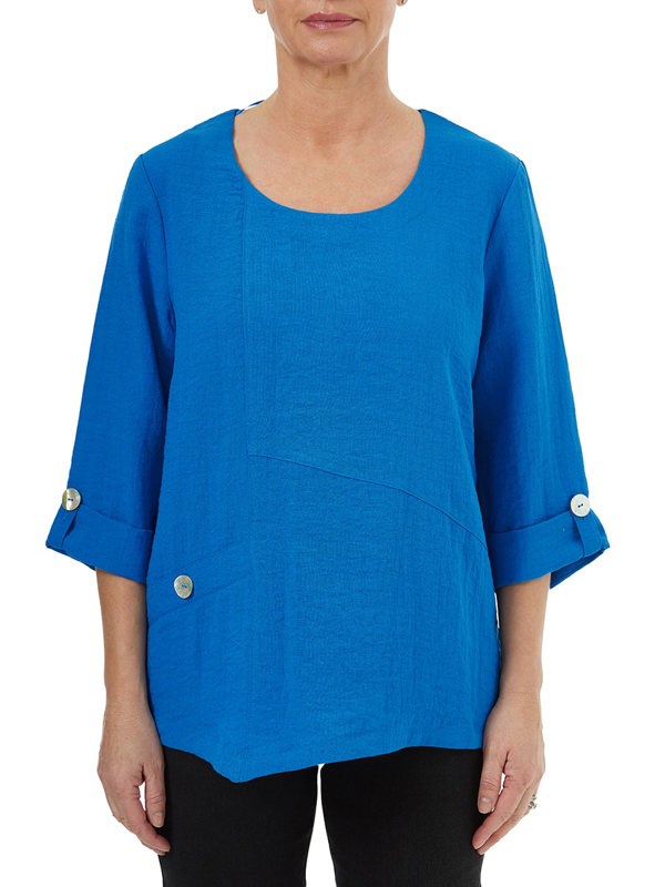 PennyPlain Asymmetric Hem Top - Bluebell