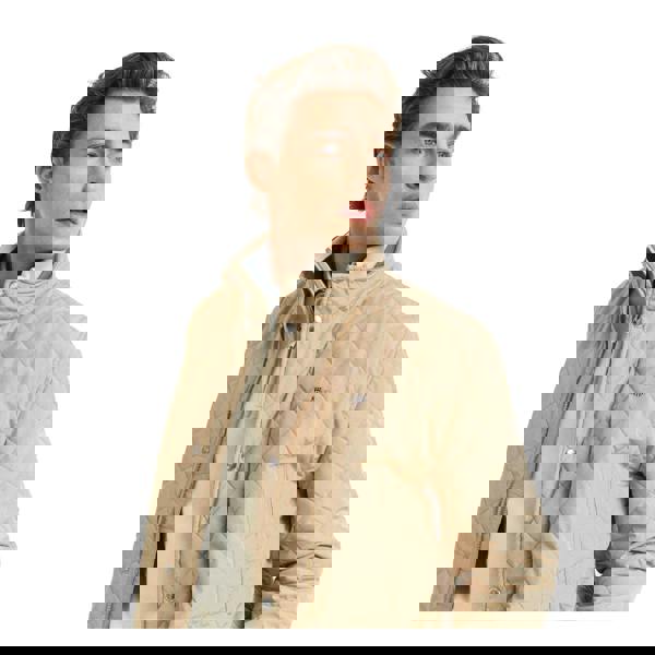 Gant Mens Windproof Quilted Mid Length Jacket - Khaki - 