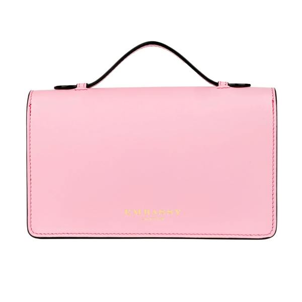 Embassy London Envy - Pink & Pink - Women's leather flap clutch bag with strap