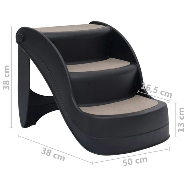 Berkfield Folding 3-Step Dog Stairs Black