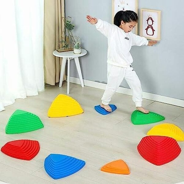 HYGRAD BUILT TO SURVIVE 11pcs Rubber Stepping Stone Game - Kids Activity Balance Stones Balance Beam Game For Children Indoor & Outdoor Kids Activity