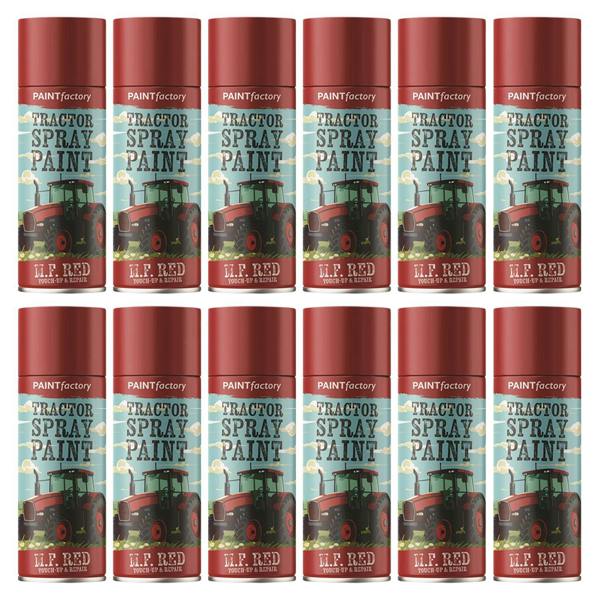 Paint Factory 12X - Tractor Spray Paint Massey Ferguson Red 400ml
