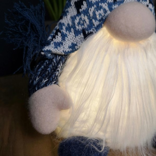 Samuel Alexander 35cm Battery Operated Light up Sitting Christmas Gonk in Light Blue