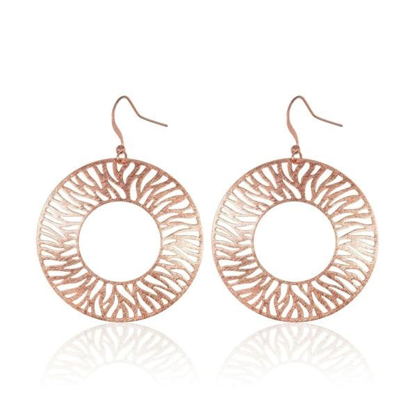 Large Rose Gold Zebra Cut Dangle Earrings for Women - namana.london