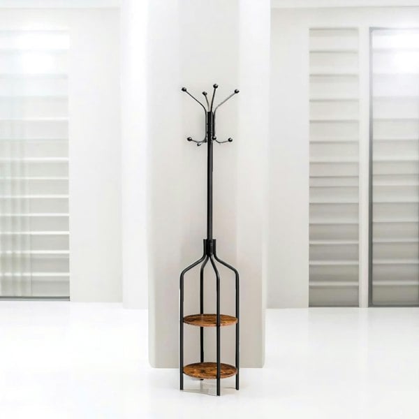 Rafaelo Mobilia Coat Stand with 2 Shelves and 8 Hooks