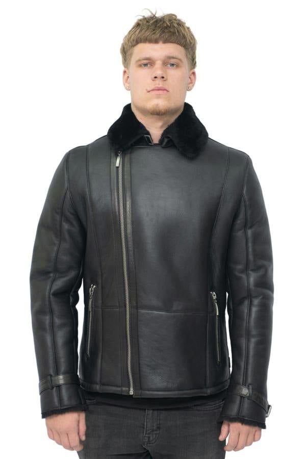 Infinity Leather Mens Double Breasted Sheepskin Leather Biker Jacket-Heathfield