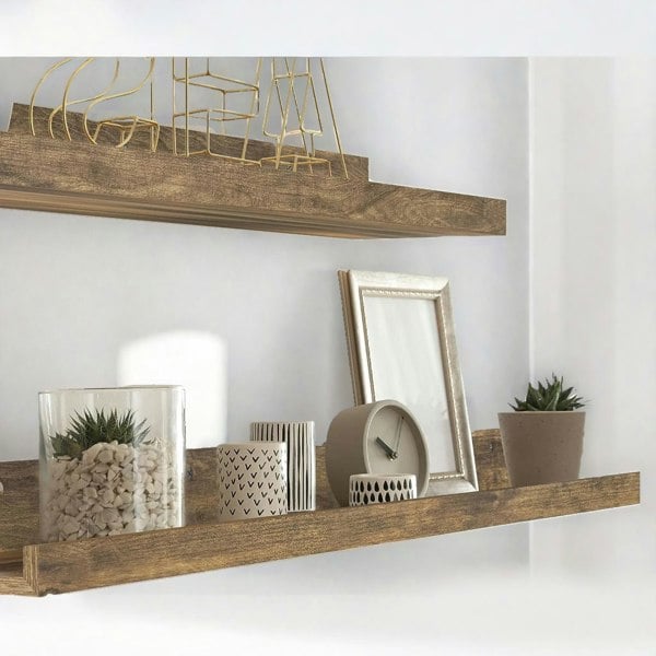 Rafaelo Mobilia Set of 3 Wall Mounted Shelves Industrial Rustic Brown