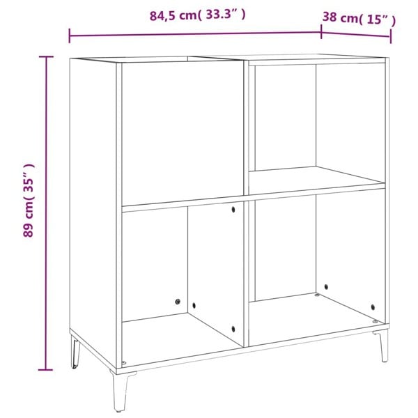 Berkfield Record Cabinet Sonoma Oak 84.5x38x89 cm Engineered Wood