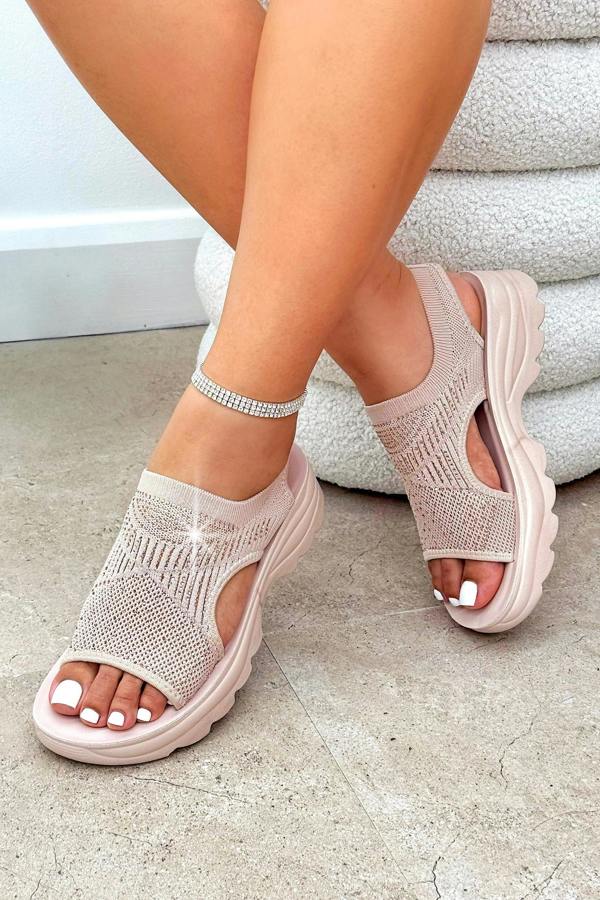 Sparkly Stretch Sock Sandals Pink finished with stretch sock style for comfort