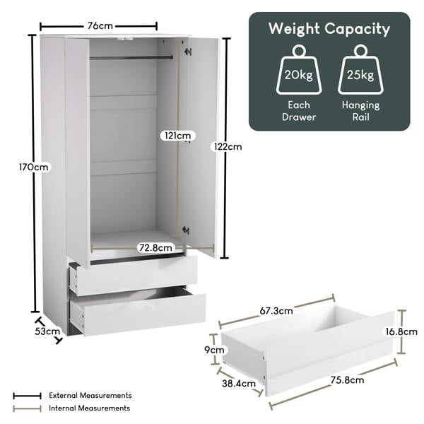Vida Designs Glinton 2 Door 2 Drawer Wardrobe