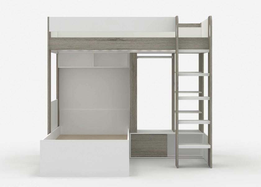 Flair Hampton L Shape Bunk Bed with Wardrobe White