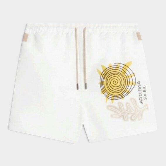 Jacquemus Le Maillot Praia Swim Shorts Beige White
