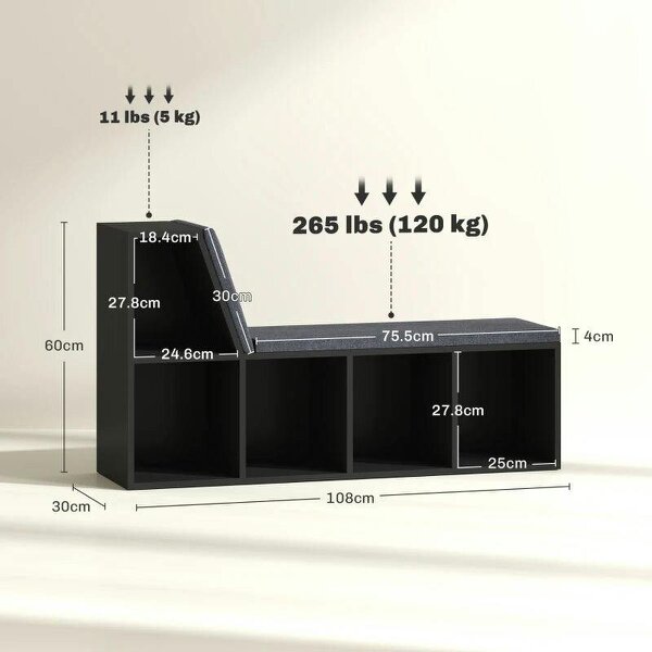 2 Tier Modern Bookcase Bookshelf with Removable Cushions for Living Room