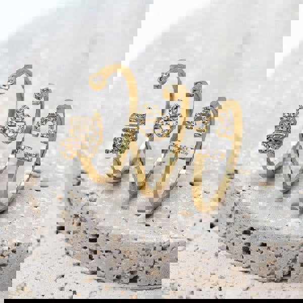 Say It With Virgo Ring with CZ Stones - Yellow Gold Plated