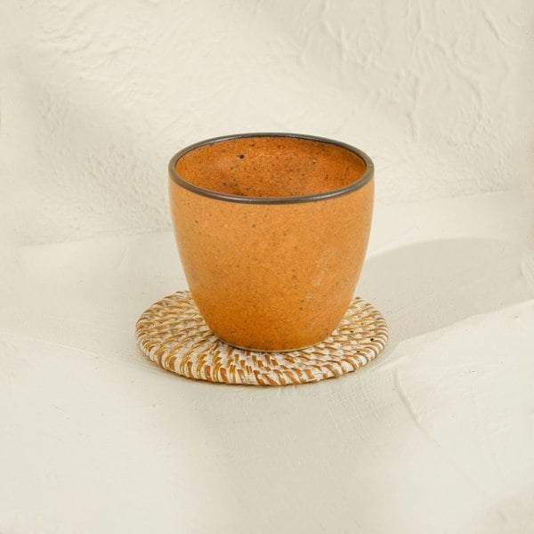 White wash rattan coaster handwoven wicker round drinks table protector