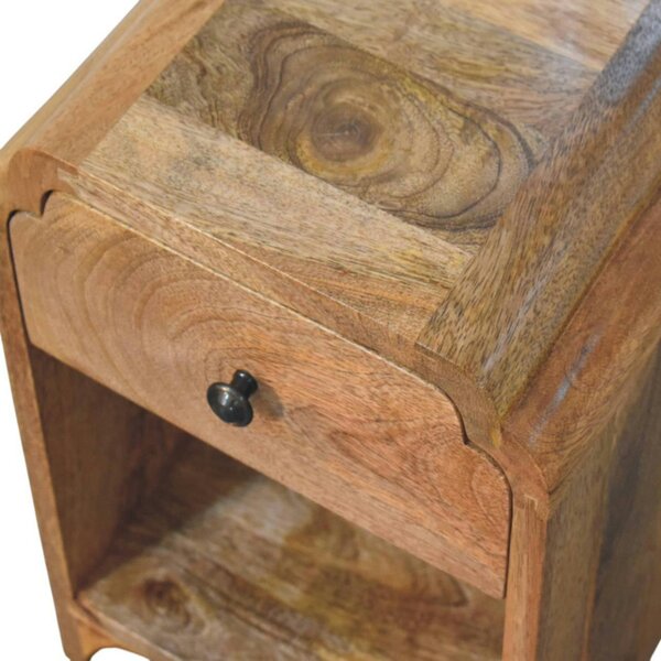 Wyld Haus Paris Natural Mango Wood Nightstand with Drawer and Shelf