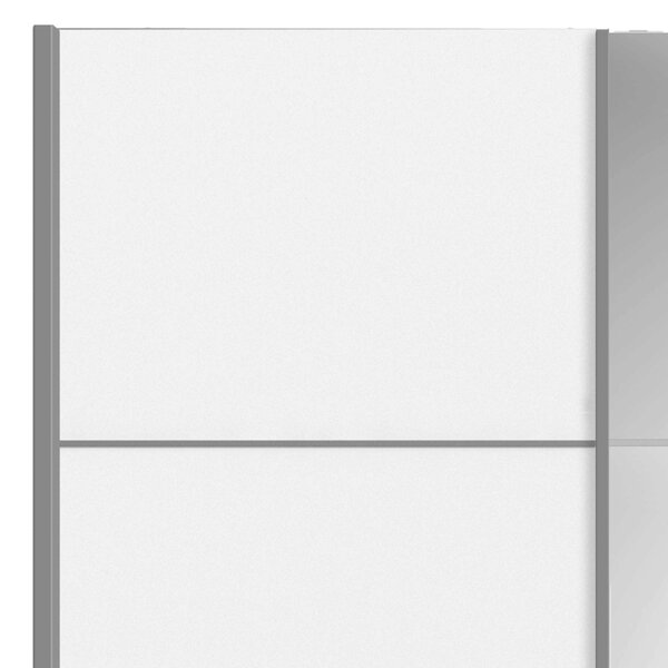Wyld Haus Bordeaux Wide White and Mirror Double Sliding Door Wardrobe 5 Shelves 180cm