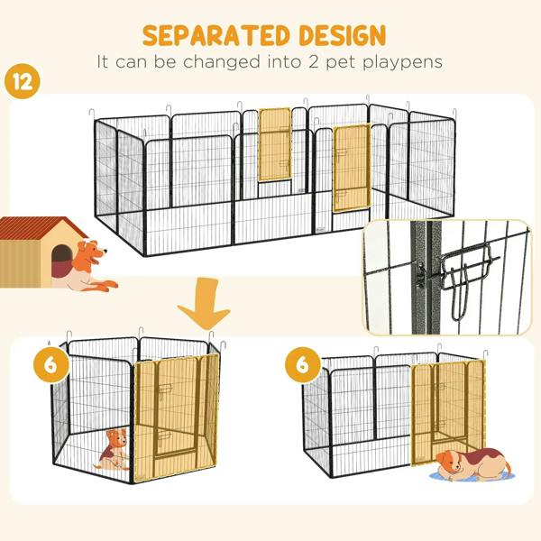 Puppy playpen with separated design, converting into two smaller panel sections