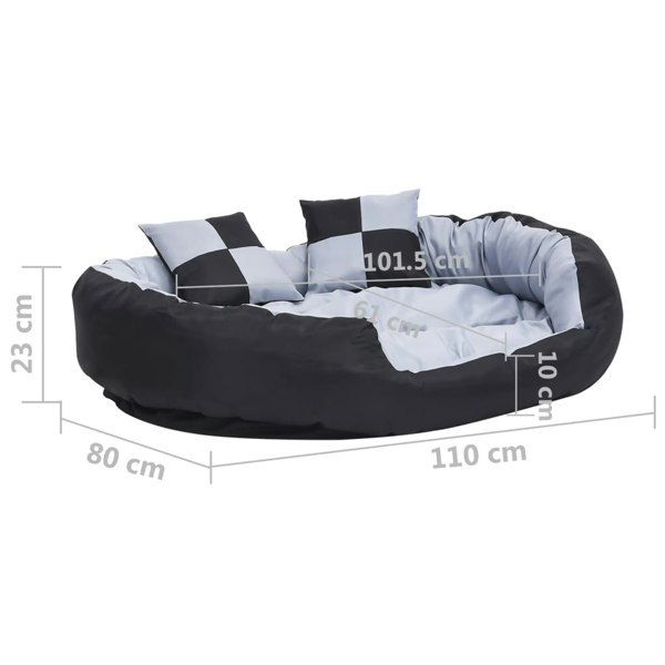 Berkfield Reversible & Washable Dog Cushion Grey and Black 110x80x23 cm
