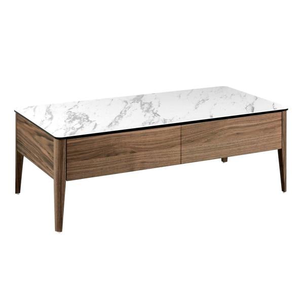 Angel Cerdá Porcelain Marble and Walnut Rectangular Coffee Table 2049
