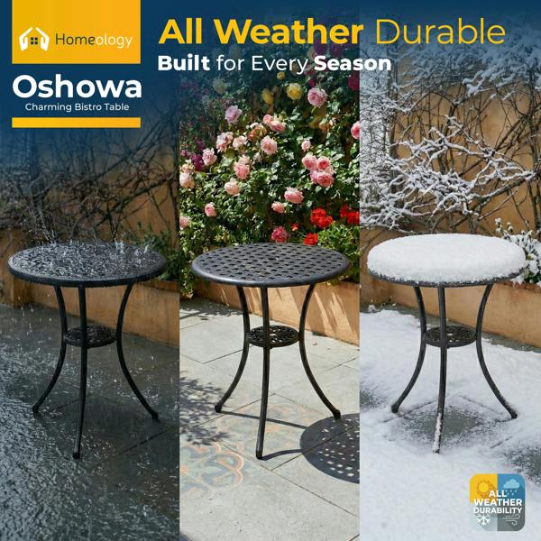Homeology OSHOWA Black Garden and Patio Cast Aluminium Bistro Table