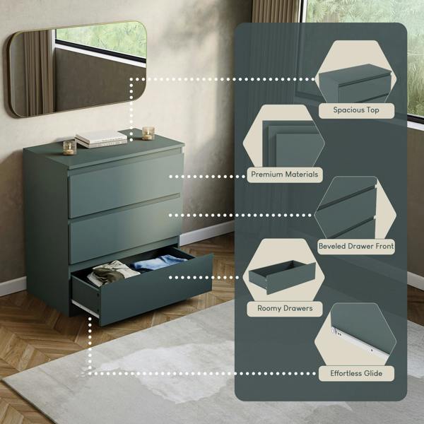 Vida Designs Denver 3 Drawer Chest, Black