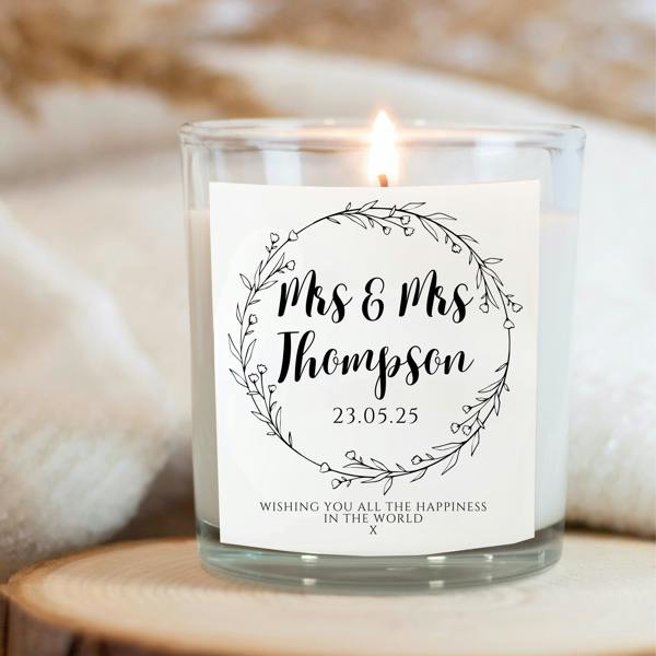 Personalised Wild Flower Wedding Candle Gift Set | Keepsake for Couples