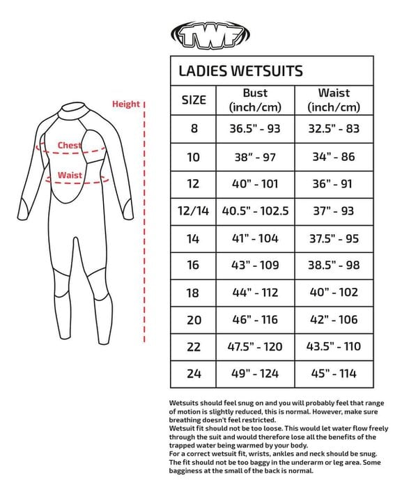 TWF Ladies XT3 - Back Zip 3mm Fullsuit Wetsuit
