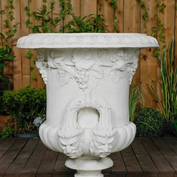 Large White Stone Cast Normandy Urn Vase 