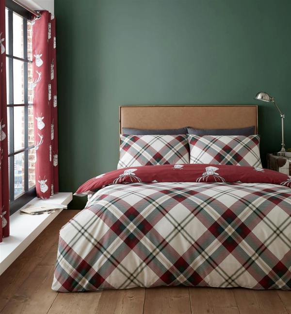 Munro Stag Check Red Duvet Cover Set