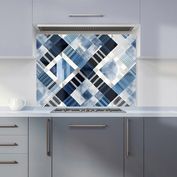 Warren Reed - Designer Checkered Square Black And Blue Kitchen Splashback